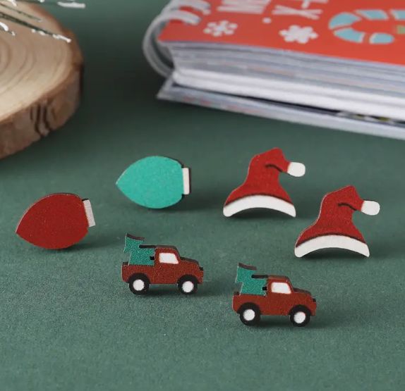 Seasonal Wooden Stud Earrings