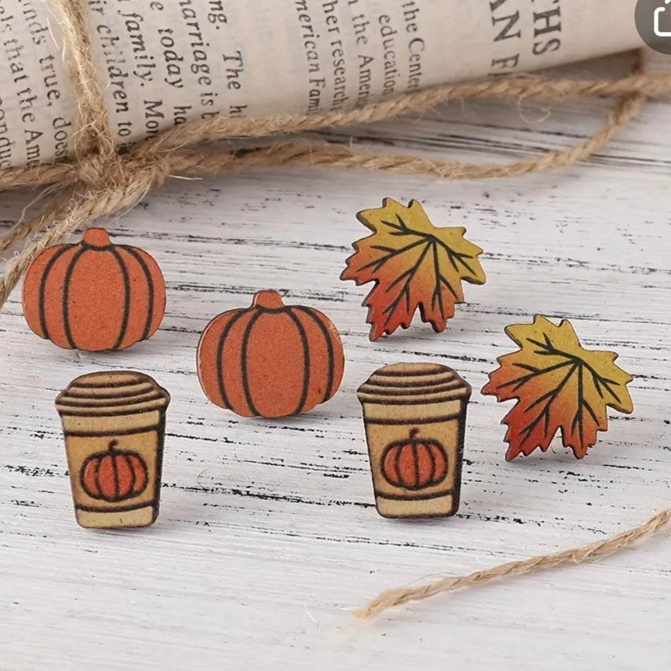Seasonal Wooden Stud Earrings