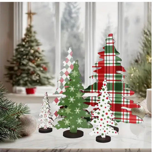 Wooden Christmas Tree Set