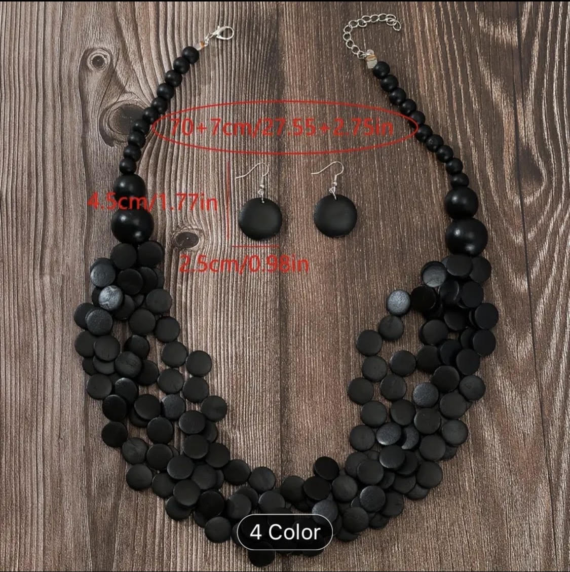 Wooden Beaded Necklace Set