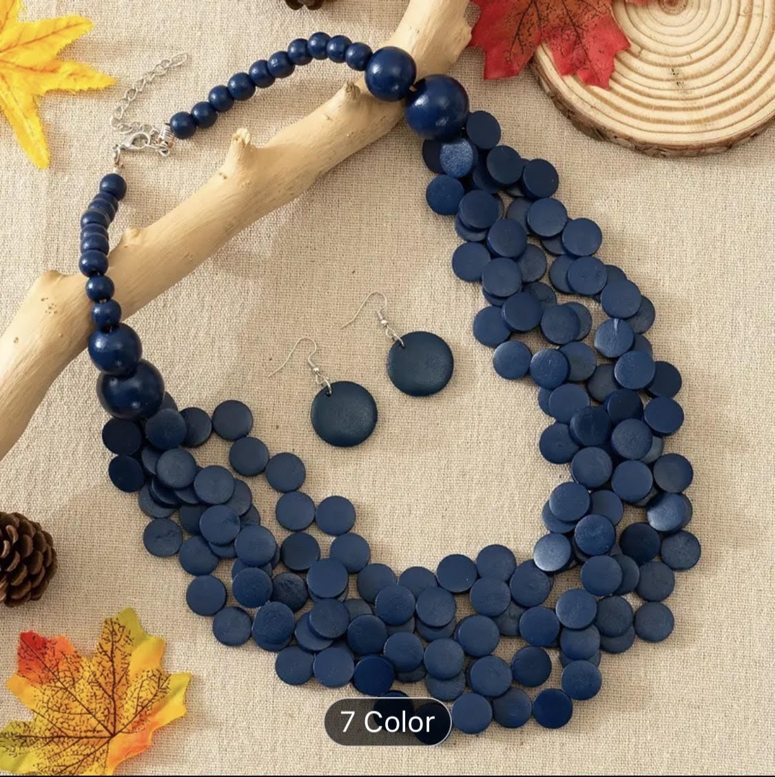 Wooden Beaded Necklace Set