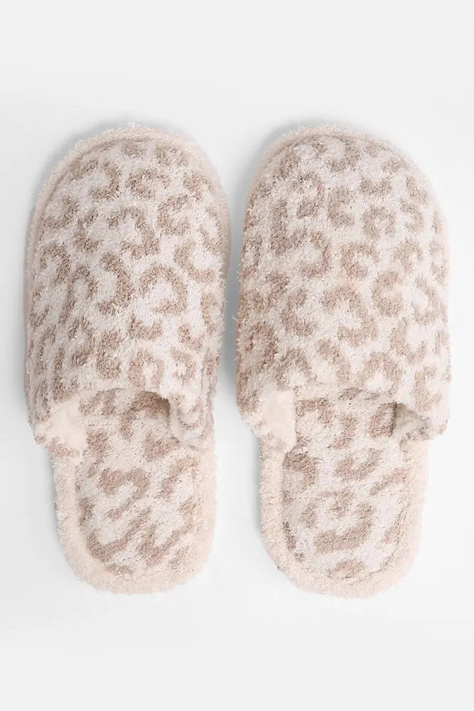 Leopard Print Fuzzy Slippers